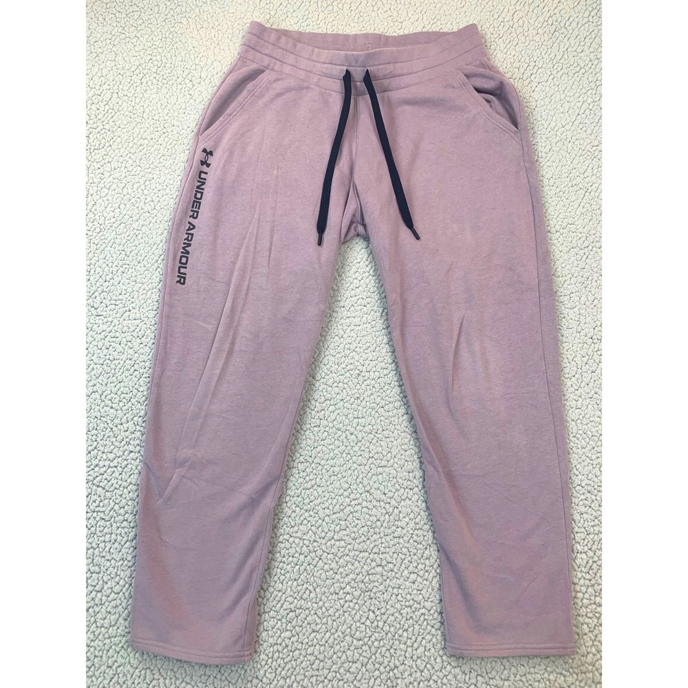 Under Armour Sweatpants Womens Large Purple Loose Fit Fleece Jogger Pockets - Picture 2 of 8